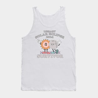 Funny Librarian Solar Eclipse 2024 Shirt, Trendy Public Library Program Bookish Tank Top